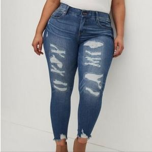Torrid Bombshell Skinny Premium Stretch High-Rise Destructed Jean